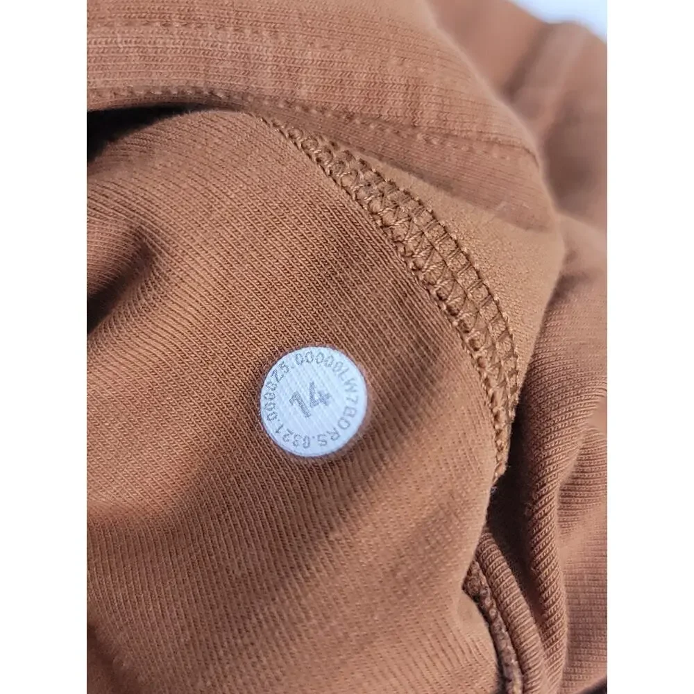 Lululemon Shorts Womens 14 Inner Glow High Rise Cotton Terry Tan Orange W7BDRS